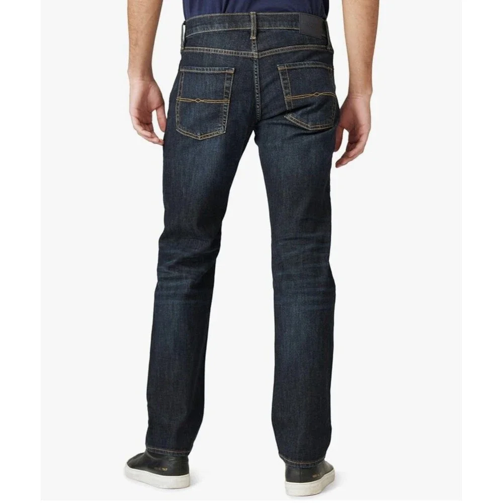 Lucky Brand Mens Straight Fit Dark Wash Blue Denim Jeans 5-Pocket Logo